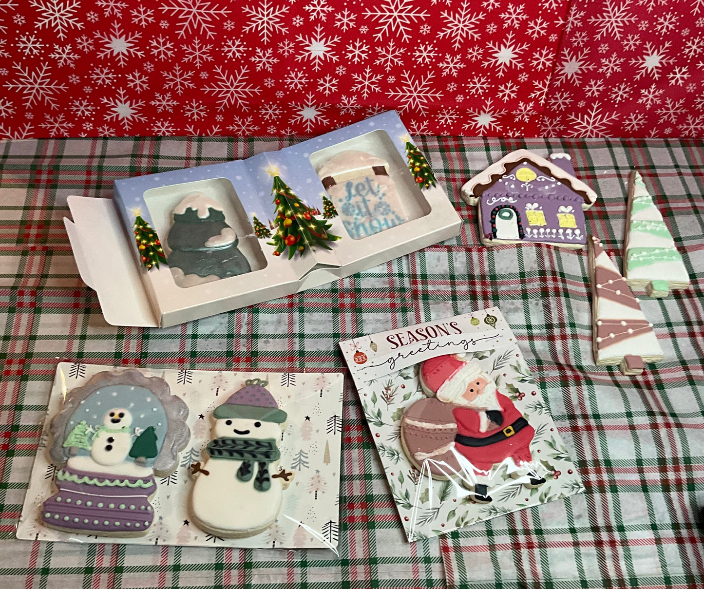 Christmas Cookie Greeting Card-2 Large Decorated Cookies