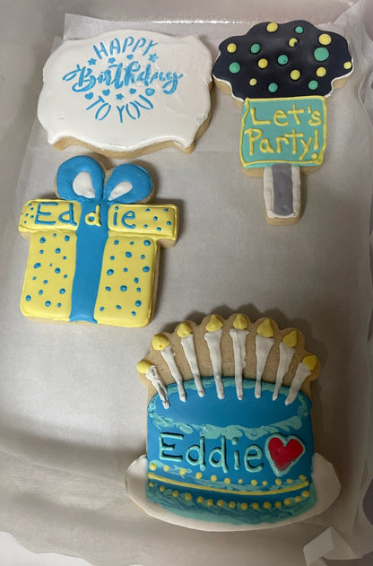 Decorated Sugar Cookies - Birthday 6 Pack (Customizable)