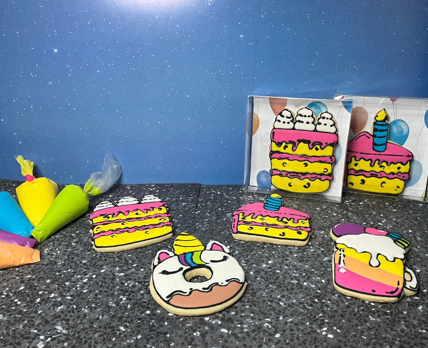 Decorated Sugar Cookies - Comic Style 4 Pack