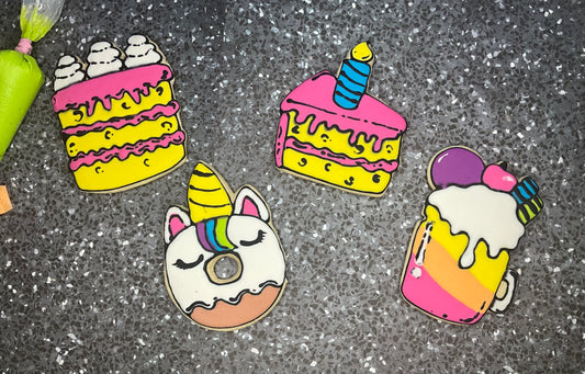 Decorated Sugar Cookies - Comic Style 4 Pack